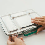 Bare Box | 5-Compartment Stainless Steel Bento Lunch Box | Top-mounted Latch - Bare Ware