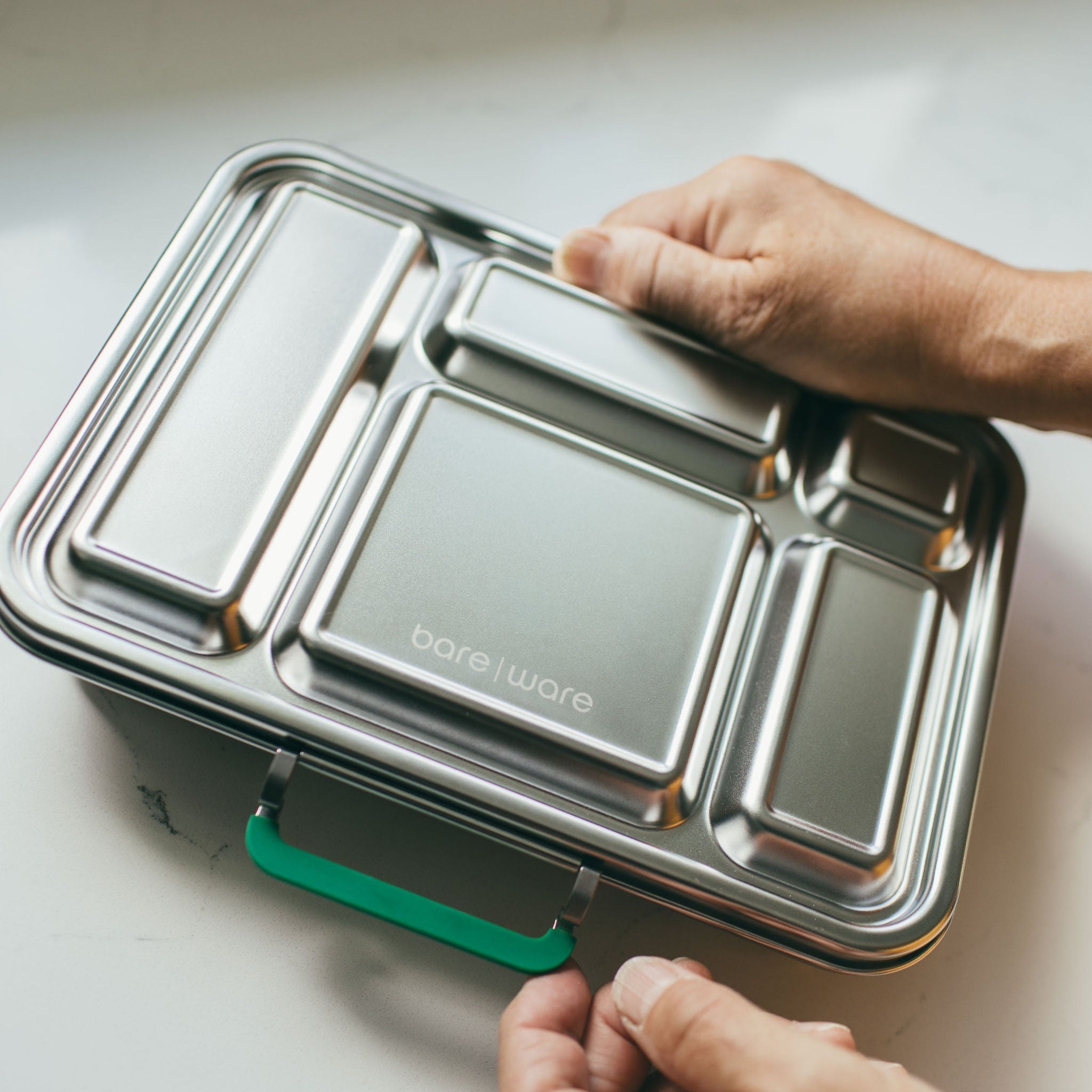 Bare Box | 5-Compartment Stainless Steel Bento Lunch Box | Top-mounted Latch - Bare Ware