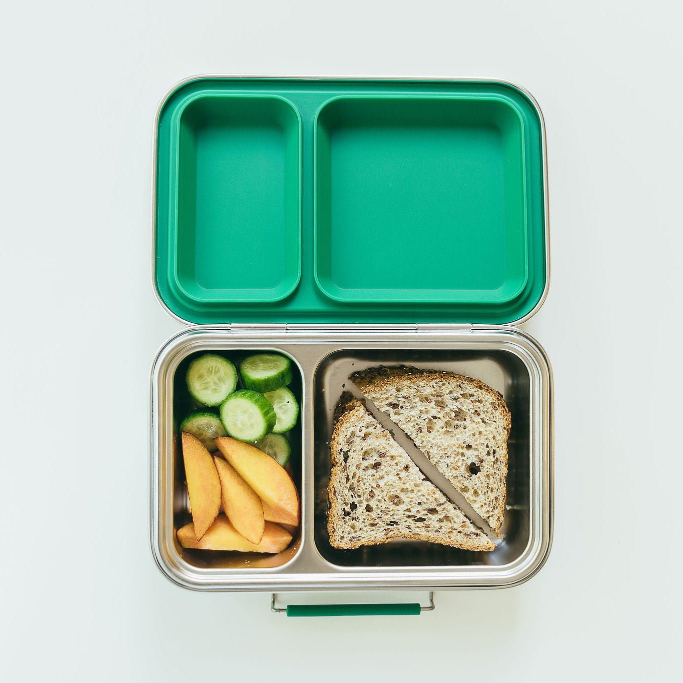 Bare Ware 2-compartment stainless steel bento box in Evergreen